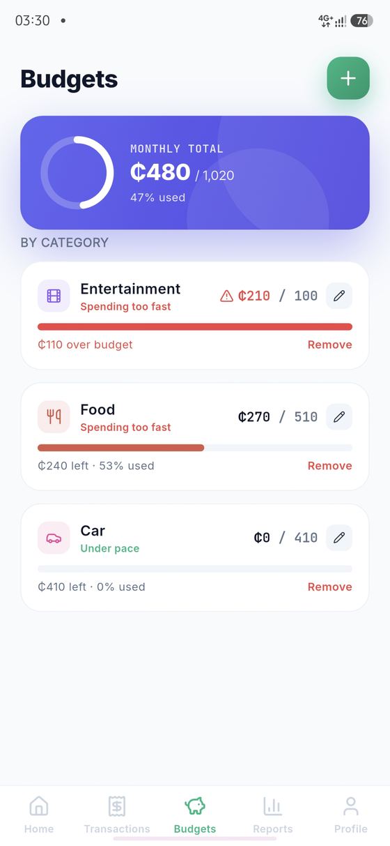 Expense Ex budgets by category