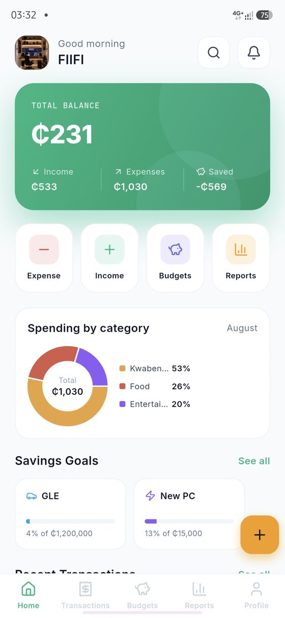 Expense Ex home dashboard