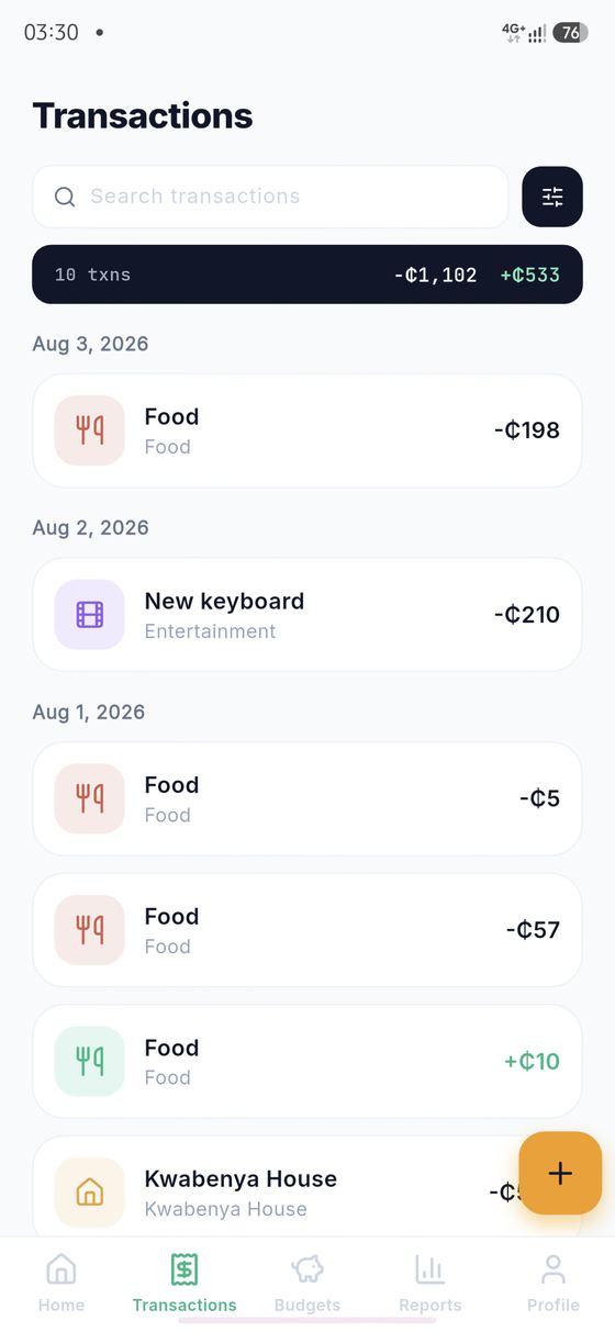 Expense Ex transactions list